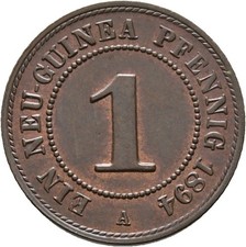 Deutsch Neuguinea 1 Neu Guinea Pfennig 1894 A Palmwedel Bronze #157
