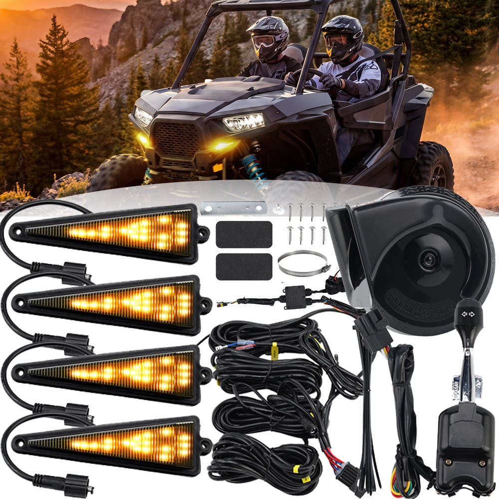 Street Legal UTV ATV LED Blinker Flowing LED w/ Switch 110D Horn