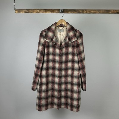 Wome's Marella Aplaca Wool Red Check Coat Size 40