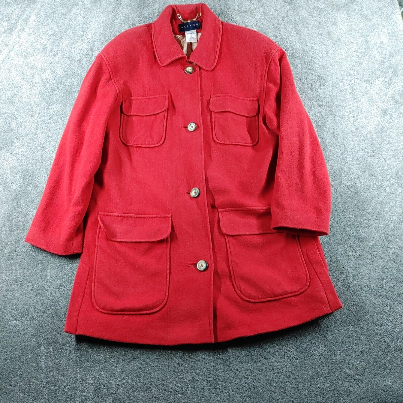 Alexon Coat Womens UK 10 Red Country Outdoor Wool Cashmere Blend Utility Jacket