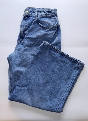 Sehr blaue Mid Wash Wide Leg Jeans Größe 14 Casual Staple 28'' Bein bequem Boyfriend