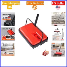 Red Manual Carpet Sweeper with 300ml Dustbin, 6.7in Cleaning Width
