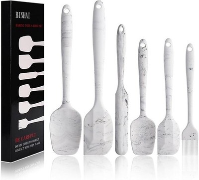 Binhai Silikon Spachtel Set - Marmor Muster 6 Stück Antihaft Gummispachtel