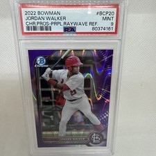 2022🔥Jordan Walker🔥Bowman Chrome Prospects #BCP20 Prpl Raywave Refractor /250 