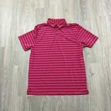 Tommy Bahama Island Zone Polo Shirt Men's Small Pink Striped Collared Stretch