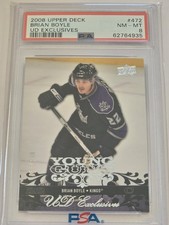 2008 Upper Deck #472 Brian Boyle Young Guns EXCLUSIVES Rookie RC PSA 8 NM-MINT