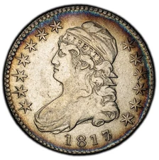 1817/3 PCGS VF30 Capped Bust Half Dollar, Silver U.S. Coin Very Fine Over Date