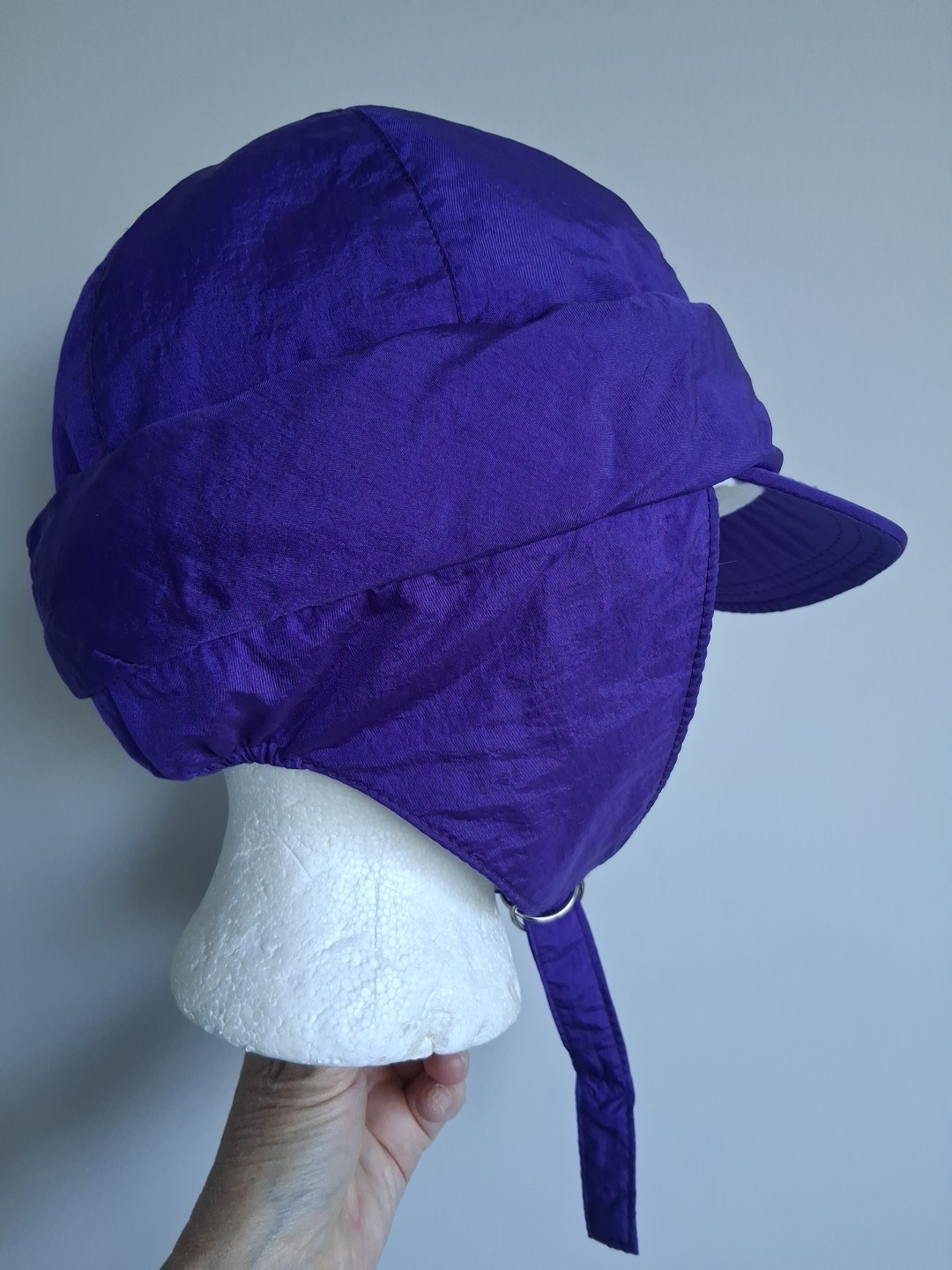 Fera Skiwear O/S PurpleViolet Winter Hat Ear Flaps Nylon Cotton Fleece Lined 25"