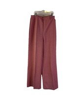 Vintage 70s Womens 16 Plaid Knit High Rise Wide Leg Pants USA Preppy Grunge