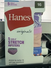 5 Pack Hanes Girls Stretch Hipster Underwear Size 16 Comfort Flex Waistband