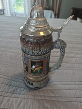Vintage West Germany Lidded Beer Stein Mug BASF 1000R Original King 10”