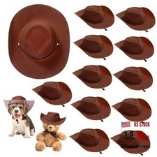 12 Pcs Mini Cowboy Hats for Party Plastic Tiny Cowboy Hats Cute Brown