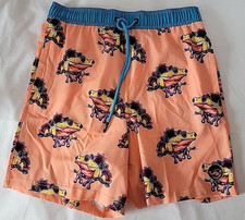 Neff Swim Shorts Men's Medium Orange Trunks Multicolor Frogs Flowers Beach Pool