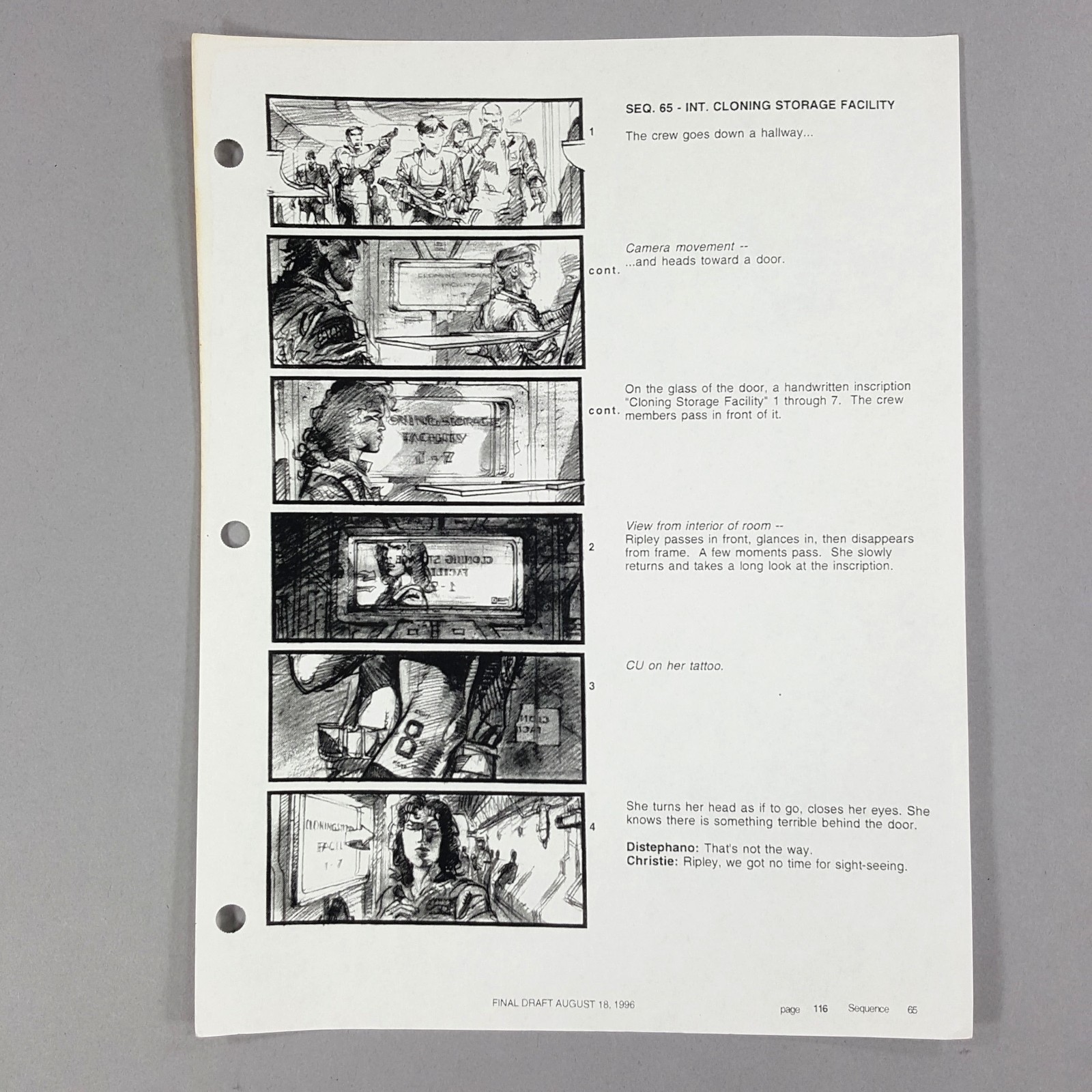 Image 2 of Alien: Resurrection - Production Used Storyboard, Alien Cloning Area, Movie Prop