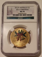 NGC Australia Elizabeth II 2012 P Dollar Christmas Unc MS70 (B)