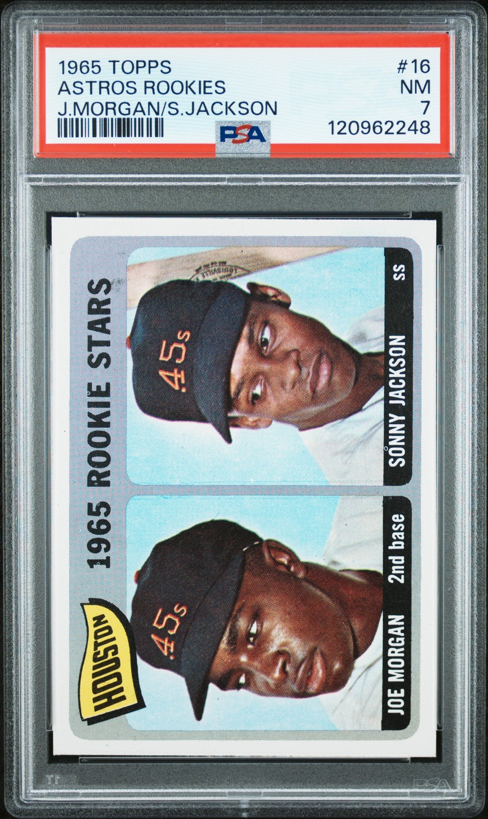 1965 TOPPS ASTROS ROOKIES #16 JOE MORGAN SONNY JACKSON ROOKIE RC PSA 7