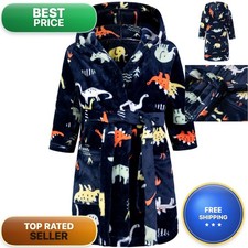 CROOUTN Kids Hooded Bathrobe 4-5T Black Dinosaur