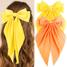 Hair Bows Silky Satin Bows for Hair Ribbons 2Pcs Coquette Oversized Long Tail Ha