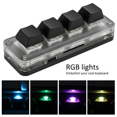 Mini 4 Key Gaming Keyboard Mechanical Keypad Type C To USB Interface Programm CB