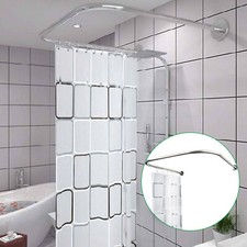 Stainless Steel Shower Curtain Rod 0.9-1.3m with 7.87ft 5.91ft Curtain