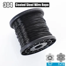 Stainless Steel Wire Rope Cable Black PVC Plastic Coated 1mm 2mm 3mm 4mm 5mm 6mm