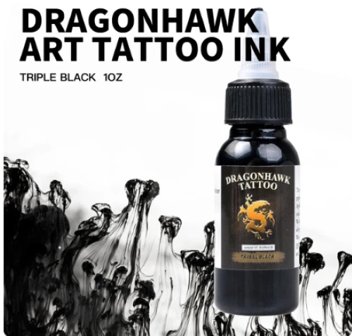 Dragonhawk Tattoo Ink 1-Pack Black Color Set 1oz Bottles Color Tattoo Ink Perman