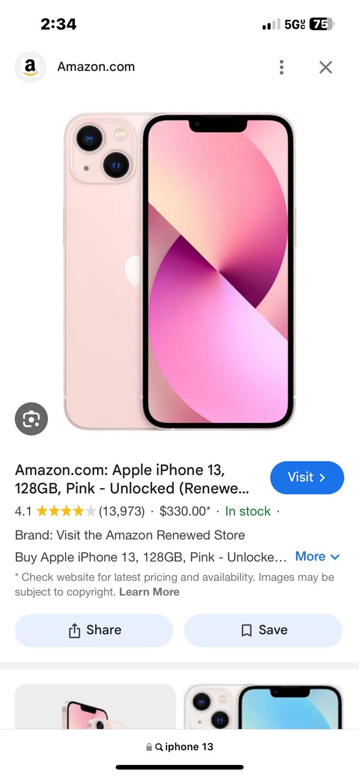 (TIKTOK,CAPCUT ,and Lemon8) Apple iPhone 13 128GB Pink Unlocked