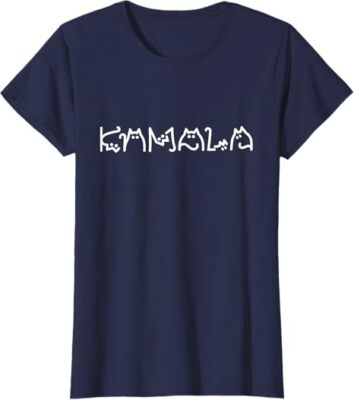 Kamala Harris Cat Lettering Elections Positive Funny Ladies' Crewneck T-Shirt