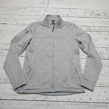Sun Mountain Thermal Sweatshirt Womens Small Gray Fleece Full Zip Pockets Golf