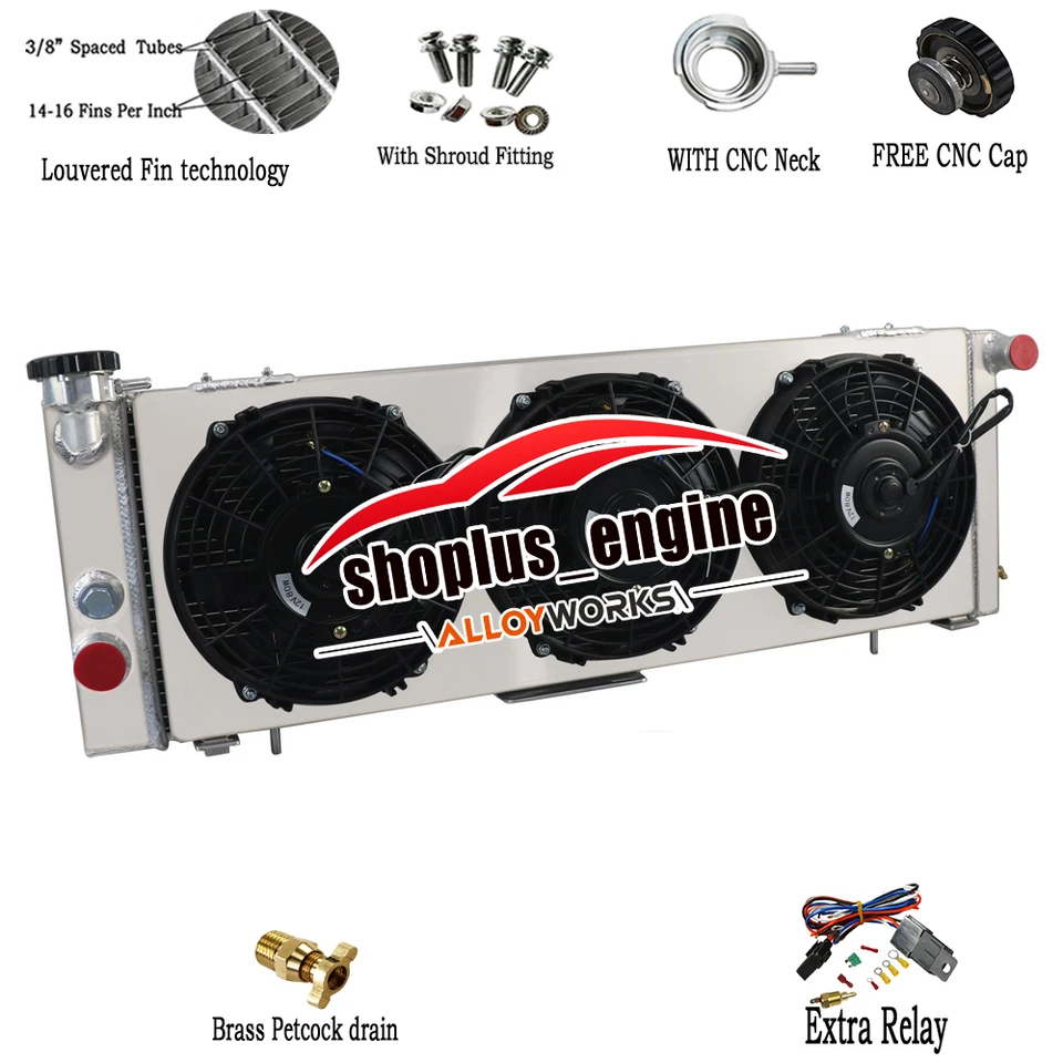 Aluminum Radiator+Shroud Fans For 1984-2001 1986 Jeep Cherokee XJ Comanche 4.0L Foto 4 de 4