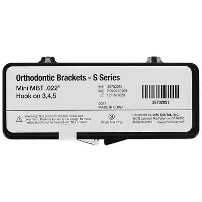 JMU Mini MBT Brackets, S Series, 0.022'', 20/Pk