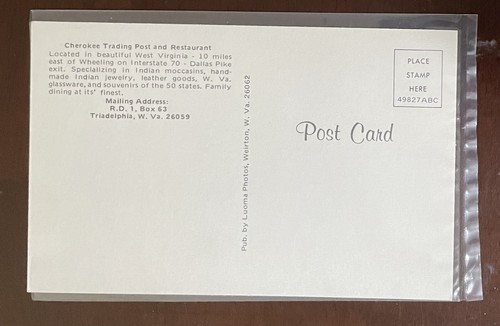 Triadelphia Cherokee Trading Post Restaurant Vintage Postcard West Virginia WV - Picture 2 of 2