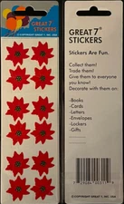 12 packages of Fuzzy Poinsettia Stickers, "Great 7" Sticker Designs, PFZ5018