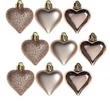 Image of Christmas Tree Decoration Glitter Matte Hearts star Icicle Baubles with Strings