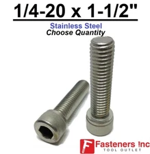 1/4-20 x 1-1/2" Stainless Steel Socket Head Cap Screw Standard 18-8 (Choose Qty)