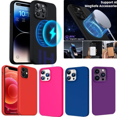 For iPhone 15/Pro/Pro Max Liquid Silicone Gel   Magnetic Case/Screen Protectors