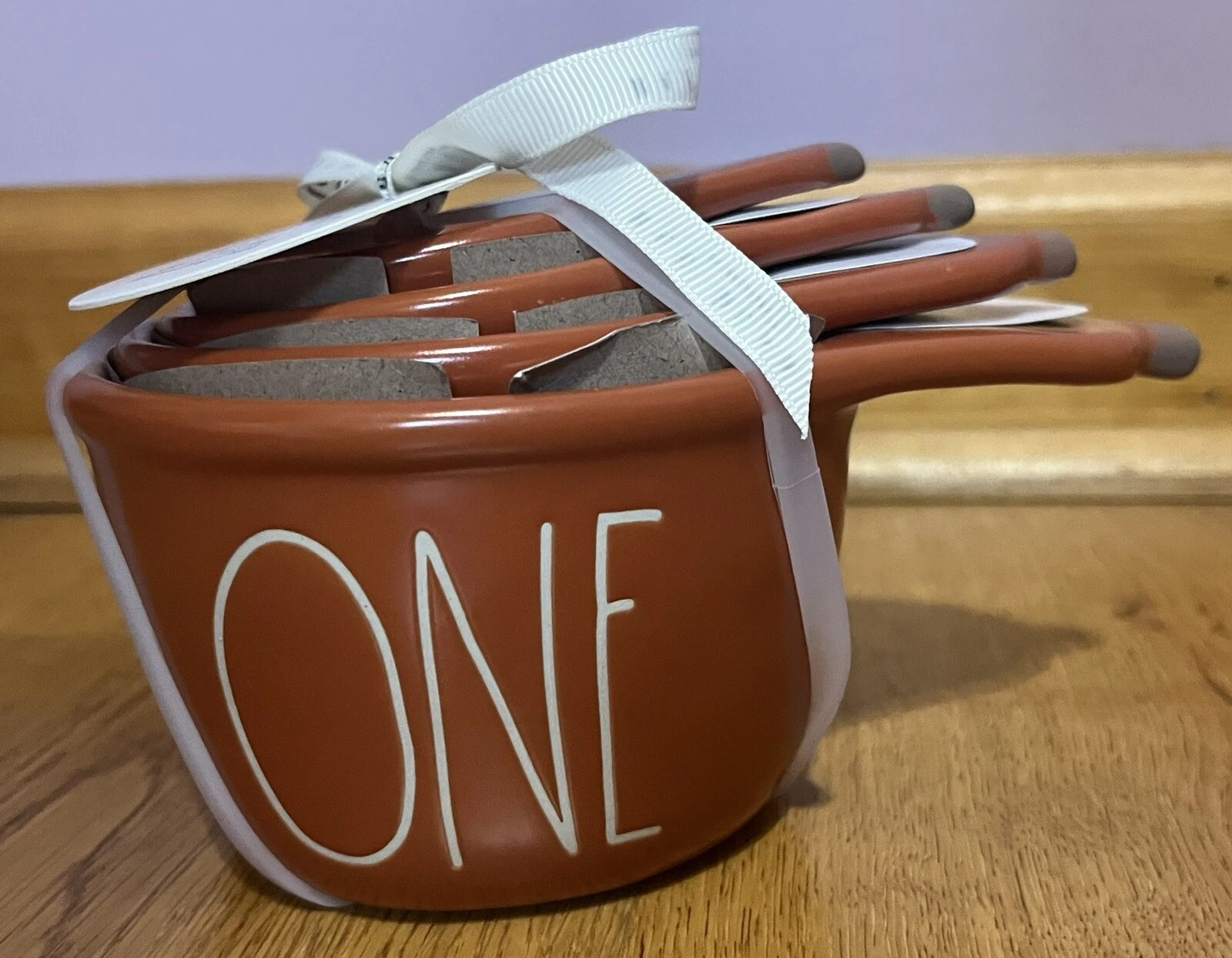 Rae Dunn Gourd Fall Thanksgiving Orange Measuring Cups w/Handles 4PC HTF NWT