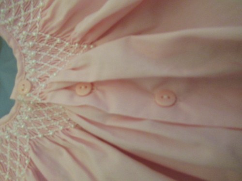 G) Girls Hand Smocked Pink 6 Month Dress Pearls Mom & Me - Picture 9 of 13