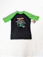 New Monster Jam Boys 18/20 Grave Digger Monster Truck Pajama Shirt Black  Green