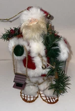 Santa's Workshop Santa Claus Snowshoe Birdhouse Basket Bell Christmas - Figurine
