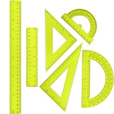 1 Set Plastic Ruler Math Set includes Protractor, Triangle Elegant Yellow