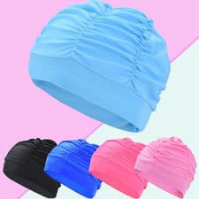 Men Women Soft Drape Elastic Swimming Cap Hat for Long Hair Dreadlocks