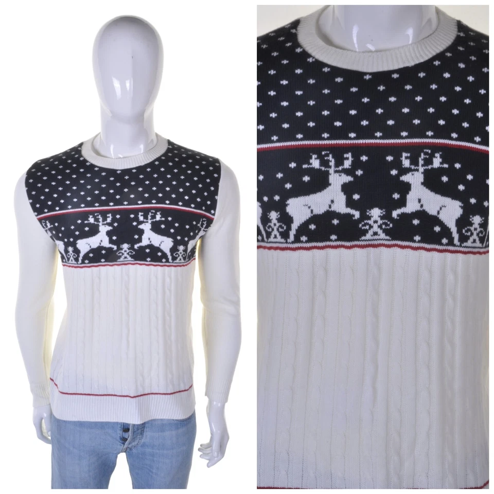 Run and Fly Vintage Noël Renne Pull M/L/XL Flocon Nordique Islandais BNWT - Photo 3/4