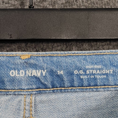 Old Navy Jeans Girls 14 OG Straight High Rise Blue Denim Distress Built In Tough - Picture 12 of 16