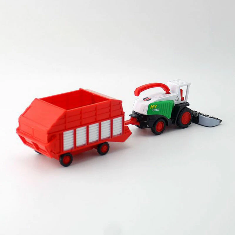 Farm Tractor Toy Front Harvester with Crop Transporter Trailer Diecast Model - Image 3 of 4