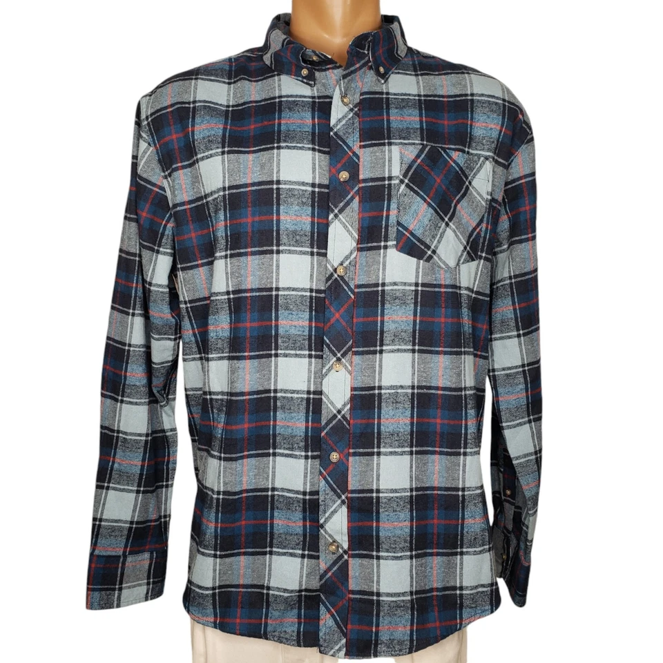 Cloudveil Button Down Flannel Shirt Mens XXL Blue Plaid L/S Pocket 2XL - Image 3 of 4