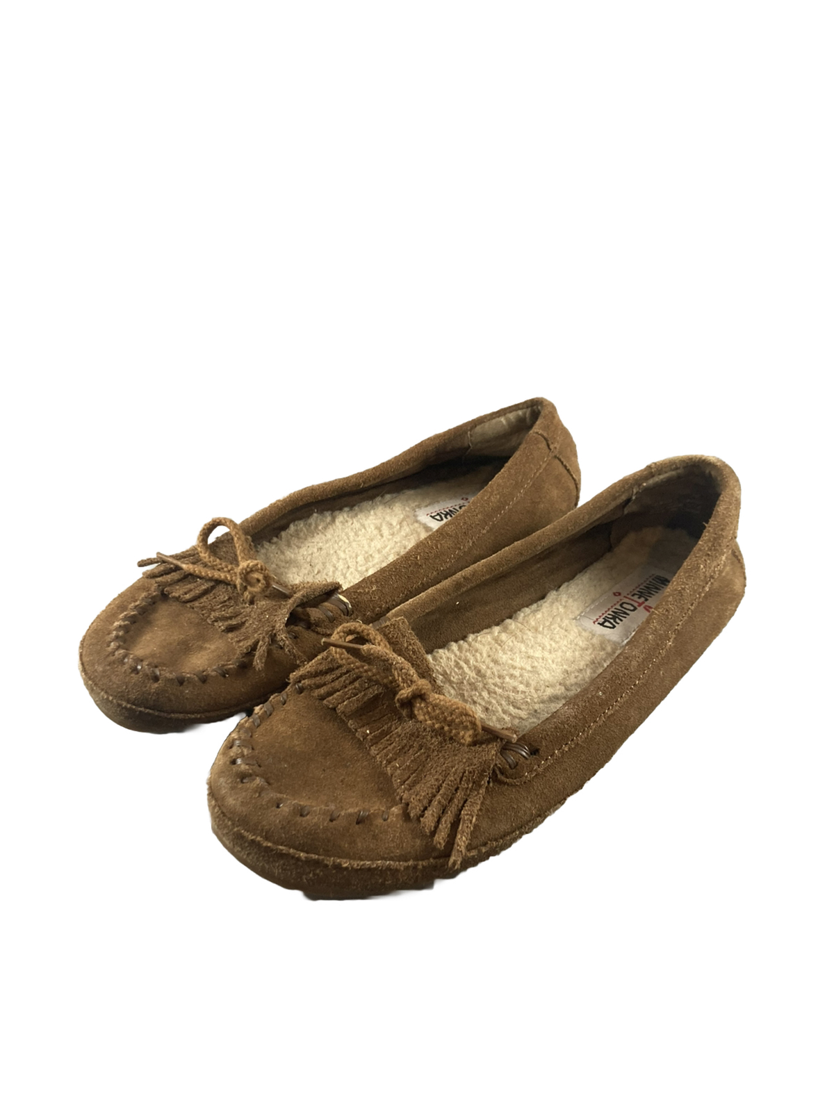 SAOLA Mocassini pantofole Minnetonka da donna taglia 8 suola in gomma piatti balletto 6953 marroni