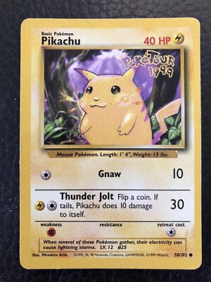 Pikachu 58/102 Rare Poketour 1999 Gold Stamped Pokmon Card | eBay Pikachu 58/102 Rare Poketour 1999 Gold Stamped Pokmon Card | eBay