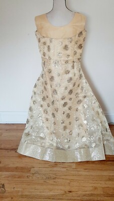 golden tissue dress Payal & Zinal