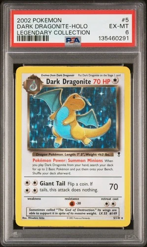 2002 POKEMON LEGENDARY COLLECTION #5 DARK DRAGONITE-HOLO PSA 6